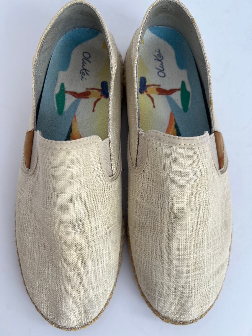 OluKai Kaula Paa Kapa Linen Convertible Espadrille Slip On Flats Sz 9.5